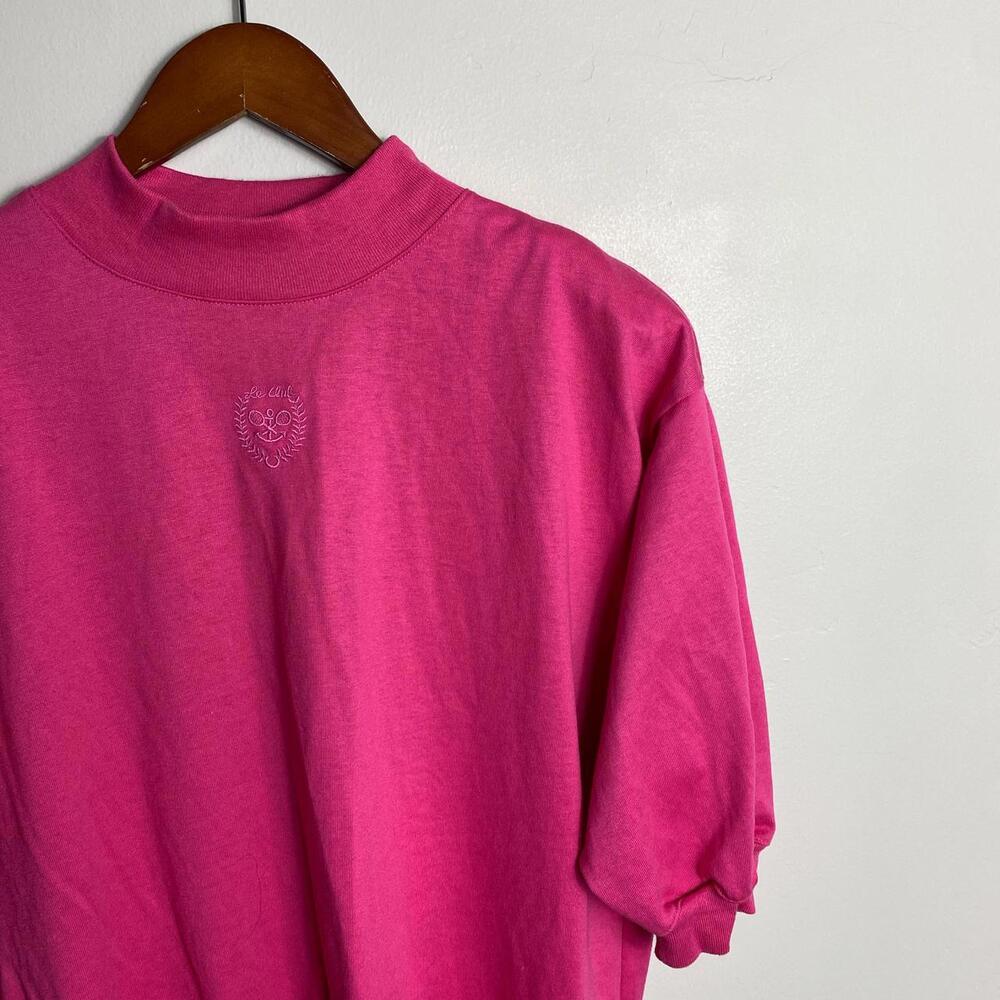 Pink vintage 90s mock neck blouse